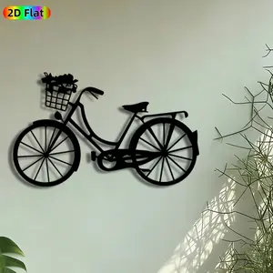 1pc Vintage Bicycle with Flower Basket Metal Wall Art, Retro Bike Statue Mural, Intricate Craftsmanship, Perfect for Housewarming, Anniversary Decor, Perfect for Living Room Garden Fence Coffee Shop Decor, Ideal Gift for Retro Decor Enthusiasts.
