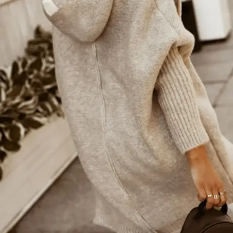 Women's Chunky Soft Oversized Open Front Hooded Knitted Cardigan, Casual Batwing Sleeve Cardigan Outfits, Women Long Sleeve Knitwear for Fall & Winter, Womenswear, Knitted Cardigan Tops, Knitting, Chunky Knitted Sweater, Cardigan Sweaters