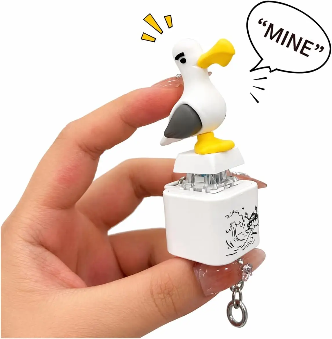 Seagull Mine Button Keychain Click Fidget Desk Toy | Clicker with Sound & LED Light Portable Stress Relief Keychain for Office, Study Sessions, Parties