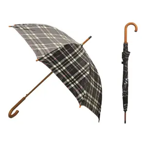 212 MAIN 46 in. Black and Red Plywood Umbrella - Nylon Canopy, Auto-Open Function, Model 48129