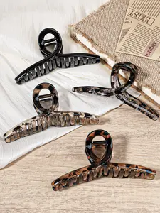 4pcs elegant retro simple one-word cross hairpin, women's large hair clip hair ball hair accessories, retro leopard print temperament headdress, Hair Claws