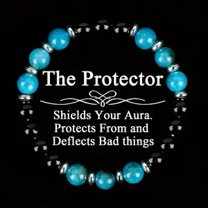 GADASLUY Guardian Bracelet Blue Apatite Beaded Bracelet For Men Daily Wear Protection And Grounding Jewelry Gift