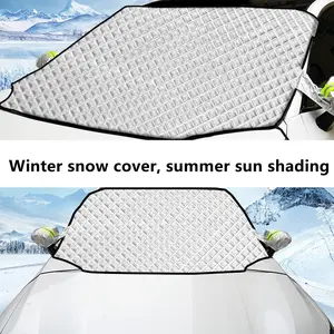 Car Windshield Snow Cover & Sun Shade 2-in-1,Universal Fit Thickened Anti-Ice Frost Guard with Elastic Straps for Cars SUV Trucks