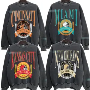 Vintage All Team Football Dark Heather Sweatshirt – Retro 90s Varsity Style Crewneck, GILDAN DARK HEATHER Unisex Pullover, Classic Sports Fan Gift