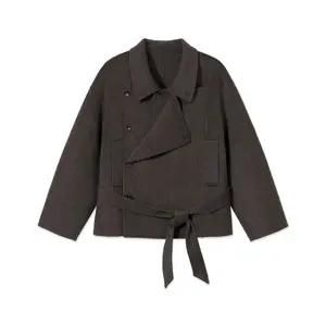 PSO [Wool] Short Wool Cashmere Jacket, Thick Double-Sided Design, Turn-Down Collar, Waist-Defining, Warm, PJK198