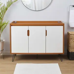 Energize 48" Double or Single Sink Compatible (Not Included) Bathroom Vanity Cabinet in Cherry White