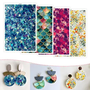 Clay Transfer Paper for Earrings and Polymer Clay, 4 Design Styles, Ideal for Crafting, Decorating, and DIY Projects, Perfect for Creative Workshops
