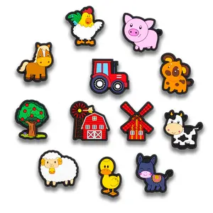 Farmer Shoe Charms Animals 12PCS PVC Clog Pins Accessories Party Favors Birthday Gifts Holidays Decoration for Boys Women Girls