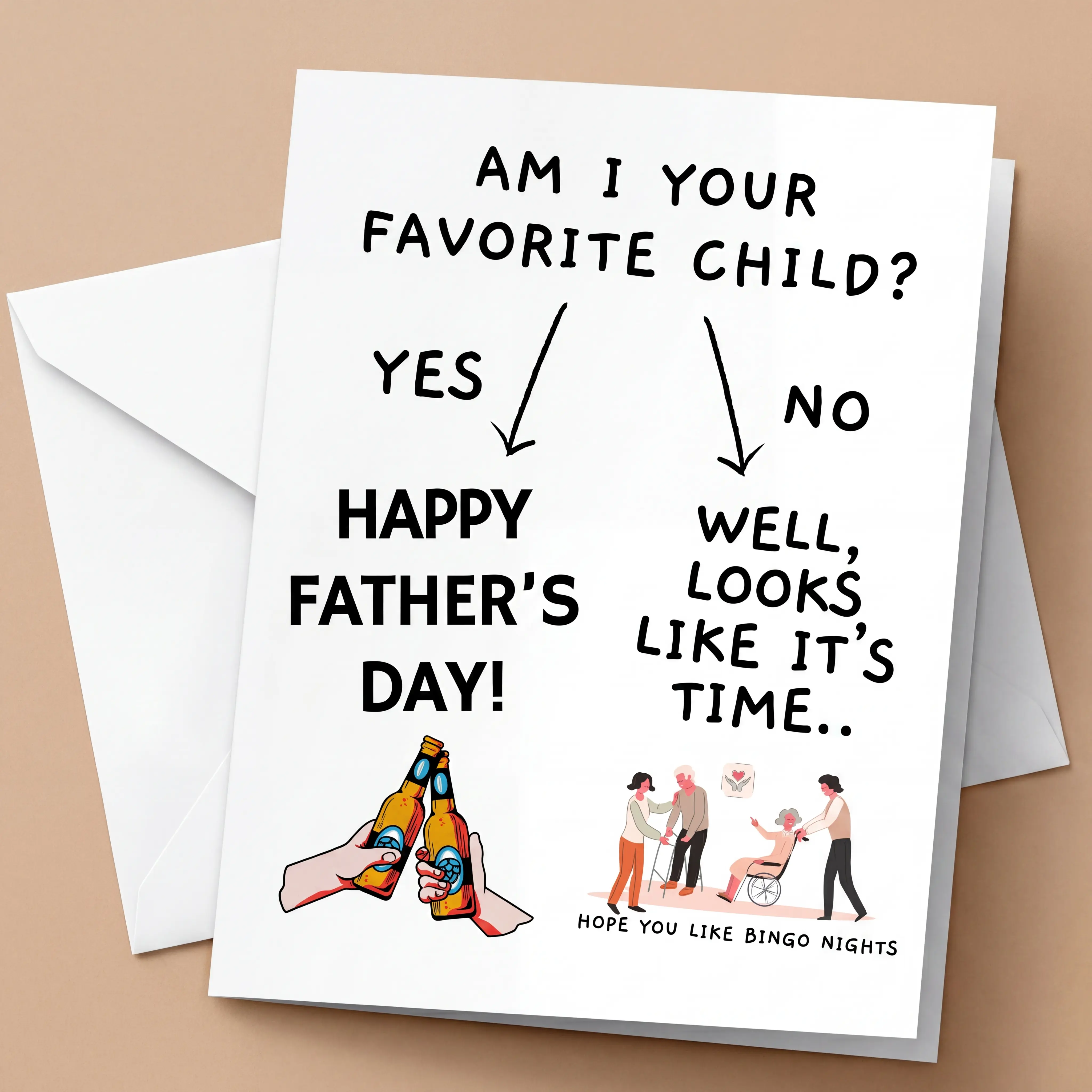 Funny Father’s Day Card - Am I Your Favorite Child 2 White Color Postcard – Cute Humor Card for Dad | Lighthearted Gift Idea, Am I Your Favorite Child | Happy Father's Day