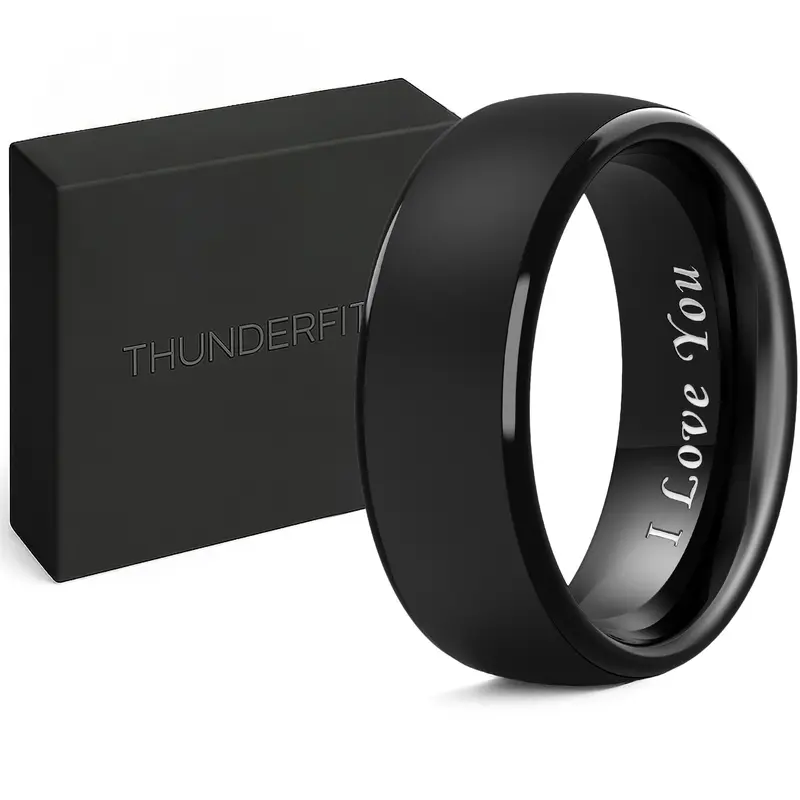 ThunderFit Silicone Rings Wedding Bands for Men, Plain and Engraved, Men’s Rubber Engagement Bands with Gift Box, 1-Pack