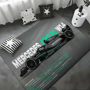 F1 Team Mercedes-AMG Petronas Floor Mat Non-Slip Soft Flannel Thickened Rug Indoor Door Mat Ultra Soft Absorbent Wear-Resistant Floor Mat for Living Room Hallway Entryway Front Door Porch Durable Non-Skid Home Decoration Mat for Indoor Daily Use