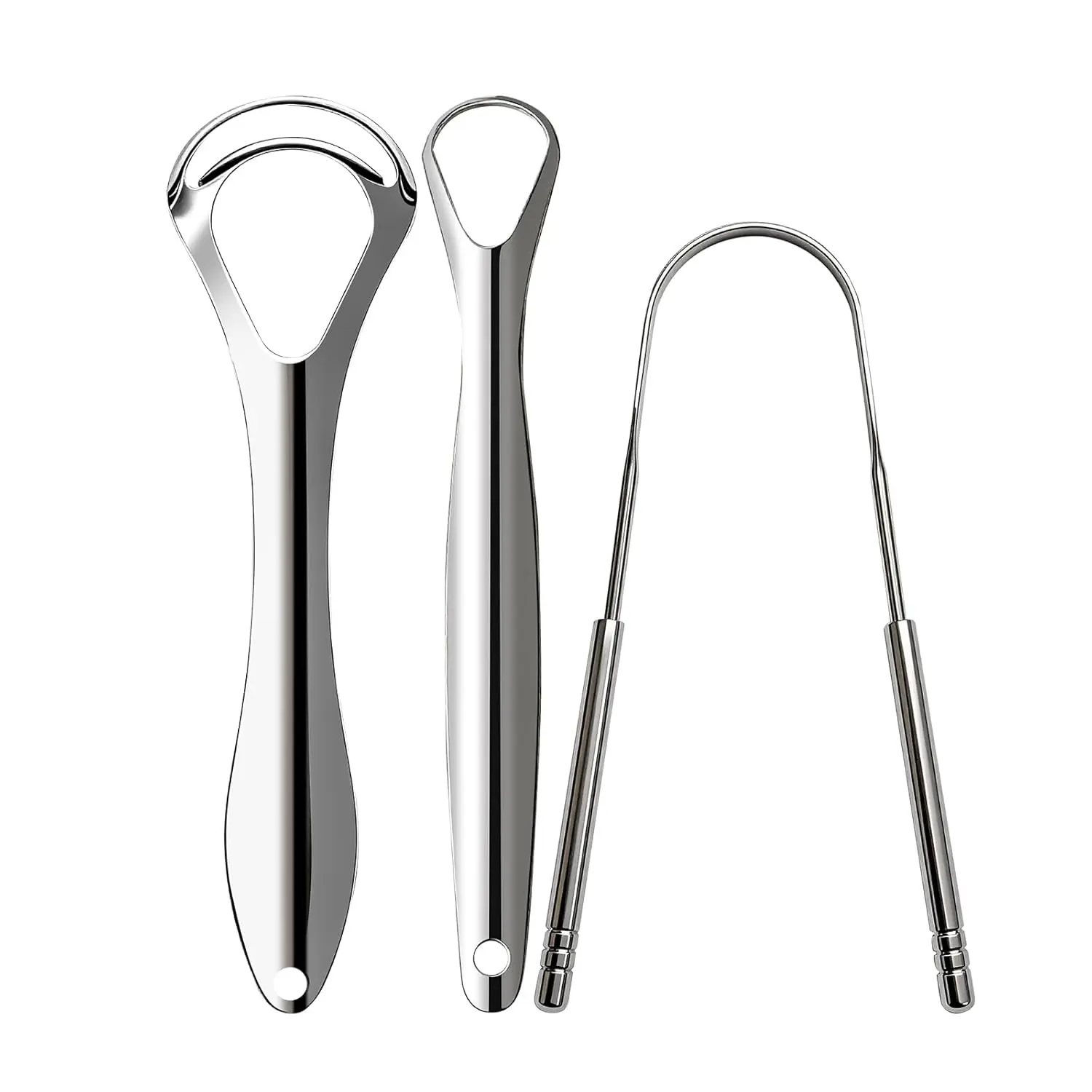 3pcs Stainless Steel Tongue Scraper For Adults,Metal Tongue Cleaner With Curved Design To Reduce Bad Breath,Reusable Tongue Scrubber For Fresh Breath & Hygiene