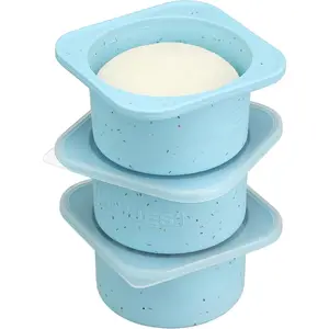 PLUS 1000ml Pizza Dough Proofing Containers for DIY family Artisan Pizza,  Grade  Stackable Boxes with , Freezer, Fridge, Dishwasher Safe-Sprinkles -3 Pack (Aqua)
