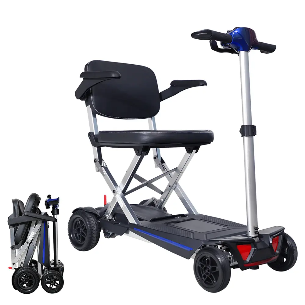 M2020 Powered Lightweight Wheelchair Scooter for Adults - Portable Folding Manual Mobility Scooter, Blue/Red, Portable Folding Scooter