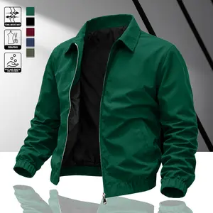 Jackets for Men Zip Up, Casual Turn Down Collar Jacket, Vintage Streetwear Coat for Spring Fall   Customized Personalized Basic Fashion Menswear Stylish windbreaker jacket