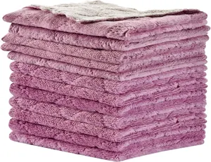 12 (PCS) Kitchen Towels Dish Towels, Multipurpose Reusable Dish Cloths, Double-Sided Microfiber Cleaning Rags for Furniture, Car, Tea, Bowl, 10x 6 inch