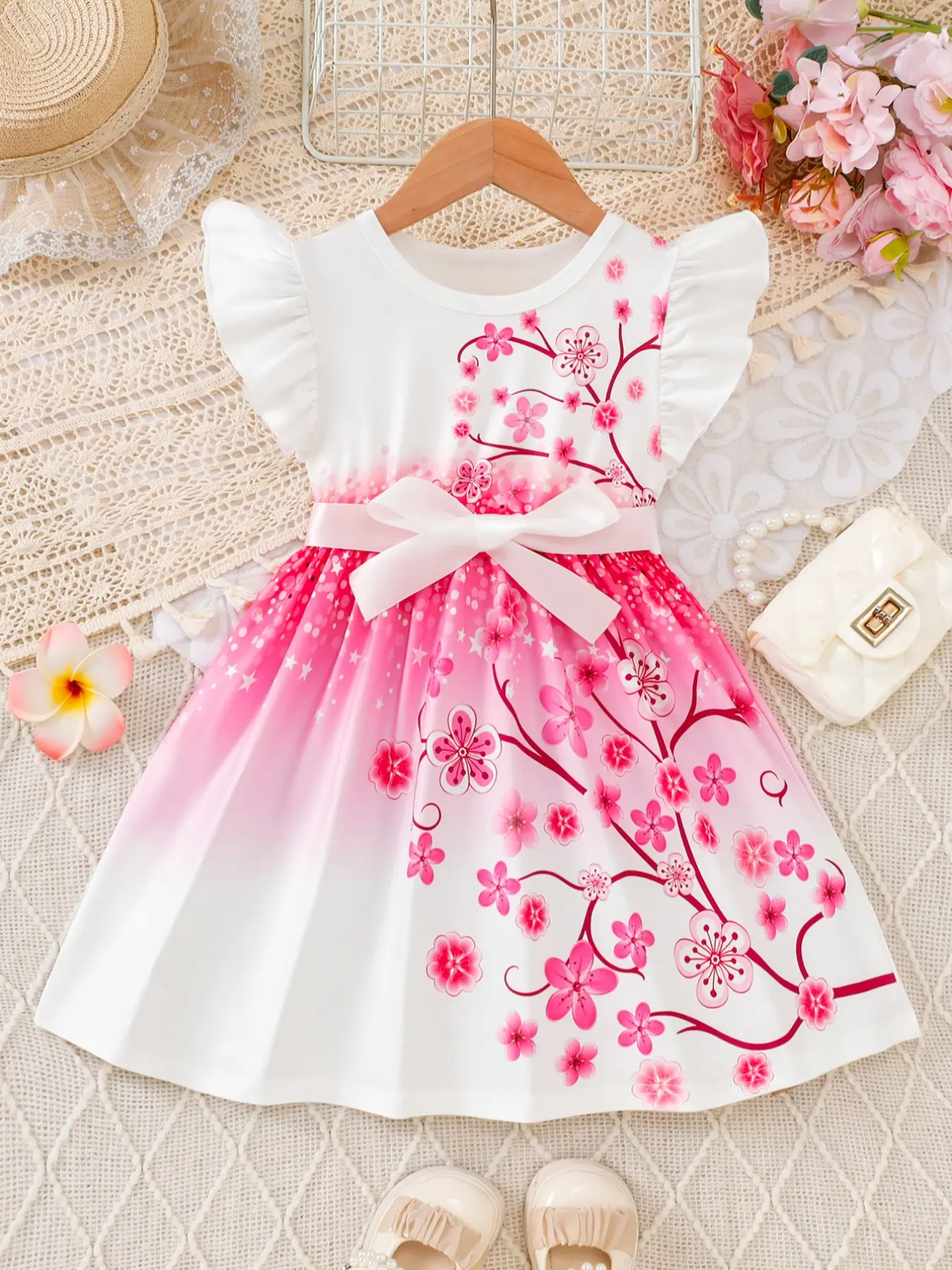 designer birthday dress for baby girl Pink Girl Dress Ruffled Toddler 1st Birthday Party J425 Pink / child-3 main image 1