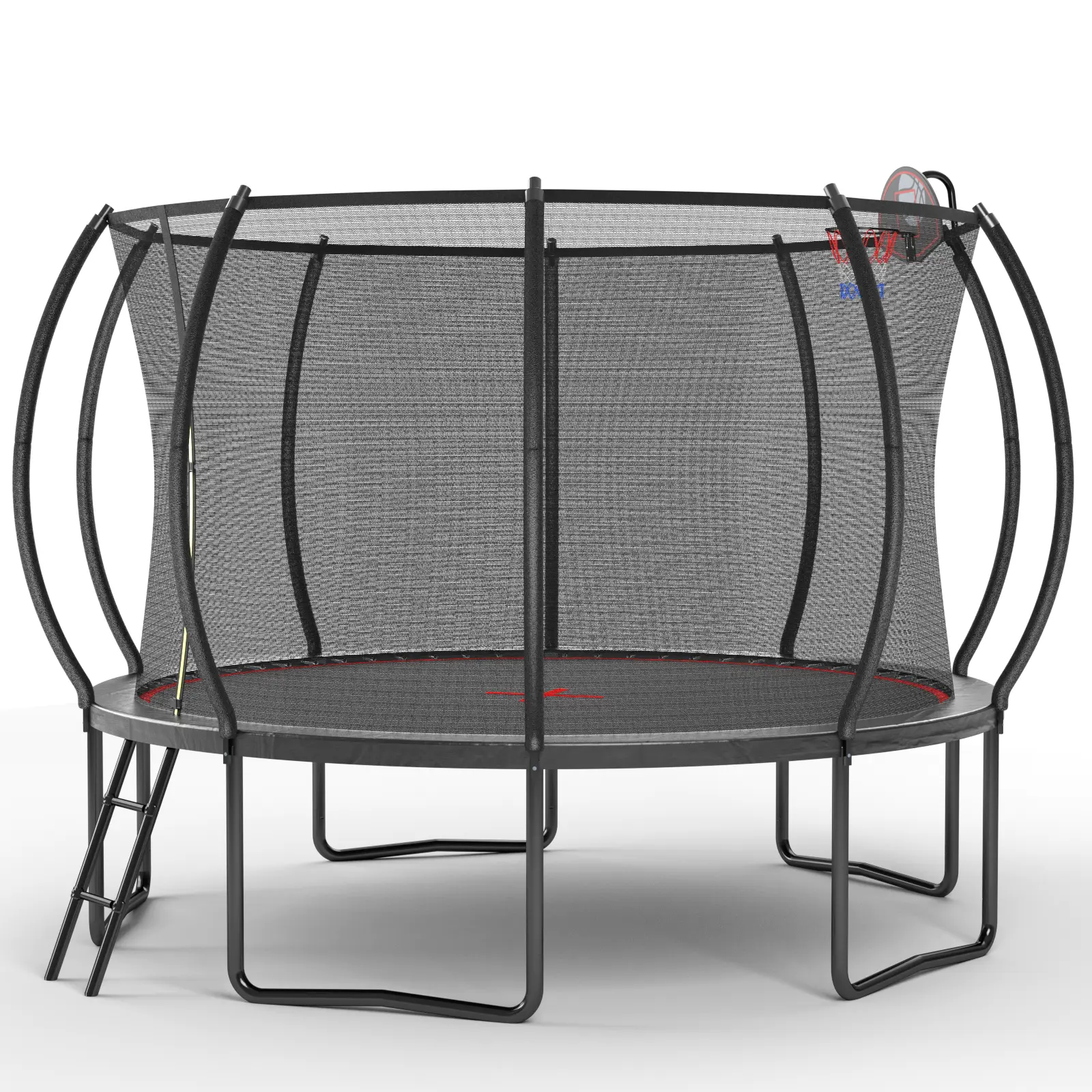 Trampoline with Safety Enclosure Net - 12FT 14FT 16FT Recreational Pumpkin Trampolines with Ladder and Basketball Hoop, ASTM Approval- Outdoor Trampoline for Kids and Adults Recreational Trampoline with Enclosure