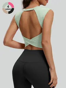 Women's High Elasticity Sports Bra Vest, Cross Back Supportive Tank Top, Breathable Quick-Dry Fabric, Ideal for Gym Running Yoga