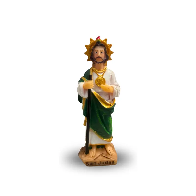 3-Inch Mini San Judas Tadeo Statue, Traditional Religious Home Decor, Devotional Altar Figure with Candle Compatibility, Ornament Decoration