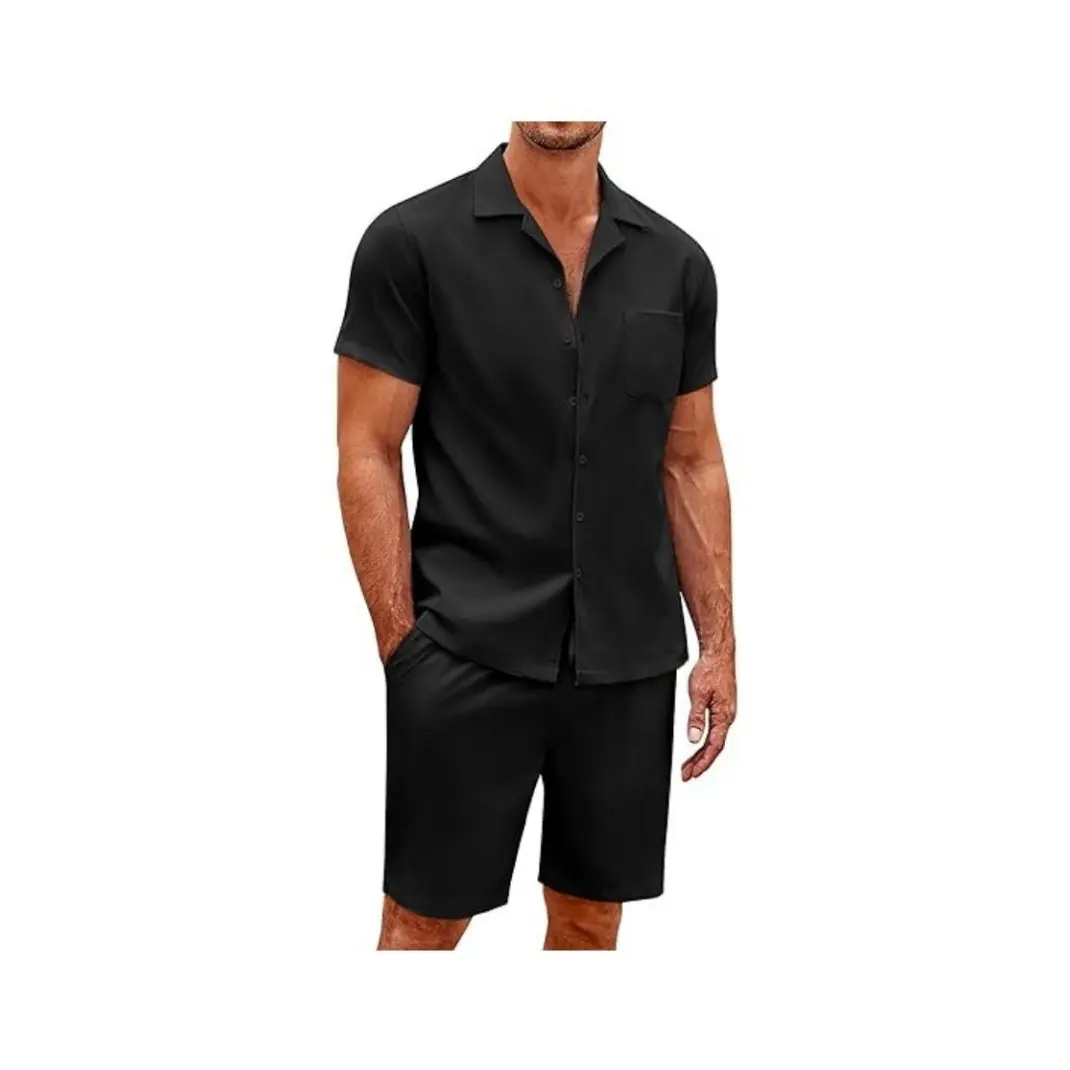 COOFANDY Men's 2 Pieces Casual Beach Outfits Short Sleeve Button Down Shirts Summer Short Set