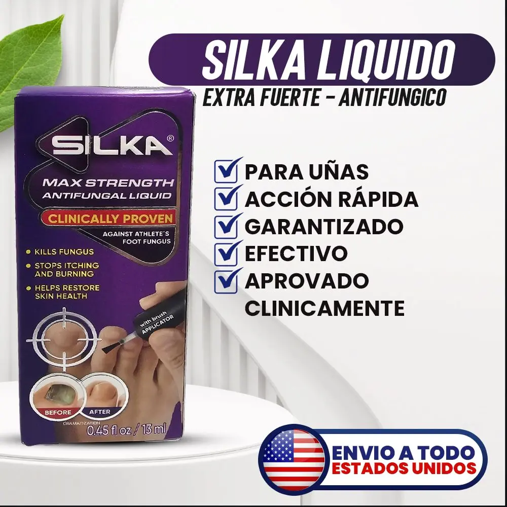 SILKA Max Strength Antifungal Liquid Treatment for Nail Fungus with Brush to Reach Under Nails, Quick-Dry Formula, 0.45 fl oz, Brush Under Nails