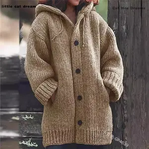 -2025 Mid-Length Sweater New Cardigan Hooded Coat