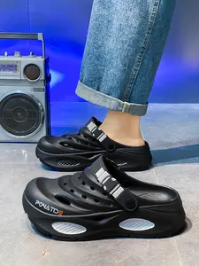 Men's Casual Platform Clogs, Adjustable Strap Breathable Non-Slip Slippers for Beach, Pool, and Daily Outdoor Use Flatform