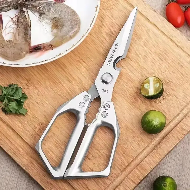 Stainless Steel Kitchen Scissors, 1 Count Multifunctional Kitchen Scissors with Bottle Opener Design, Multipurpose Scissors for Home, Restaurant, Slaughterhouse, Kitchen Shears Kitchenware