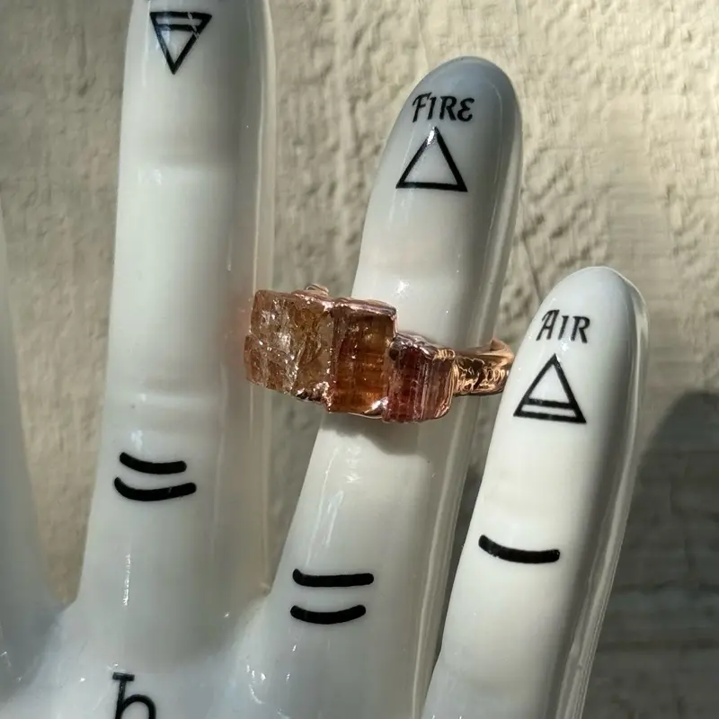 Size 5 Brazilian Topaz Rose Copper Ring