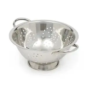 Metal Colander With Stainless Steel Finish By Home Basics, 7 QT | Large Colander | With Easy-Grip Handles | Strainers and Colanders Perfect For Pasta and Veggies