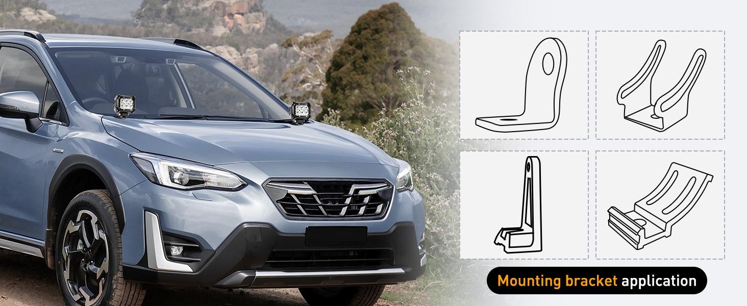 Nilight 90025B Led Light Bar Mounting Brackets 2pcs Universal Hood Led Work Light led Pods Mount Bracket Clamp Holder for SUV Truck Off Road Installed No Need Drilling, 2 Years Warranty,Black