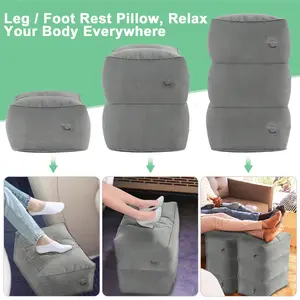 2 Pack Inflatable 3-Layer Foot Rest Pillow with Hand Pump and Carry Bag. Inflatable seat, Office Footrest, Quick Inflate & Deflate for Office Car Airplane Train Bus Home