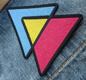 Pansexual Flag Pan Triangles Pink Yellow and Blue - 4 inch Iron-on Embroidered Patch