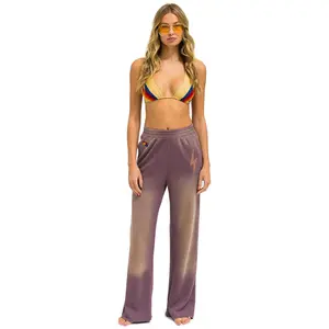 BOLT STITCH WIDE LEG POCKET SWEATPANTS - FADED MOCHA