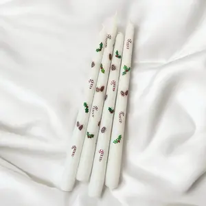 Christmas Taper Candles, Painted Candlesticks, Holiday Painted Candles, Christmas Decor