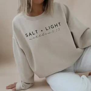 Salt and Light Christian Sweatshirt ? Bible Verse Matthew 513 Minimalist Faith Shirt ? Cozy Neutral Religious Gift for Women