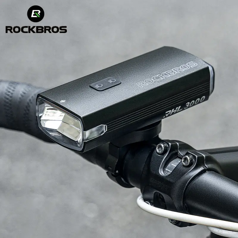 ROCKBROS PHL3000 Rechargeable Bike Headlight, Luminous 3000 Lumens, IPX6 Waterproof, Durable Ebike Accessory with 10000mAh Battery & USB-C Fastcharging, Ebike Accessories