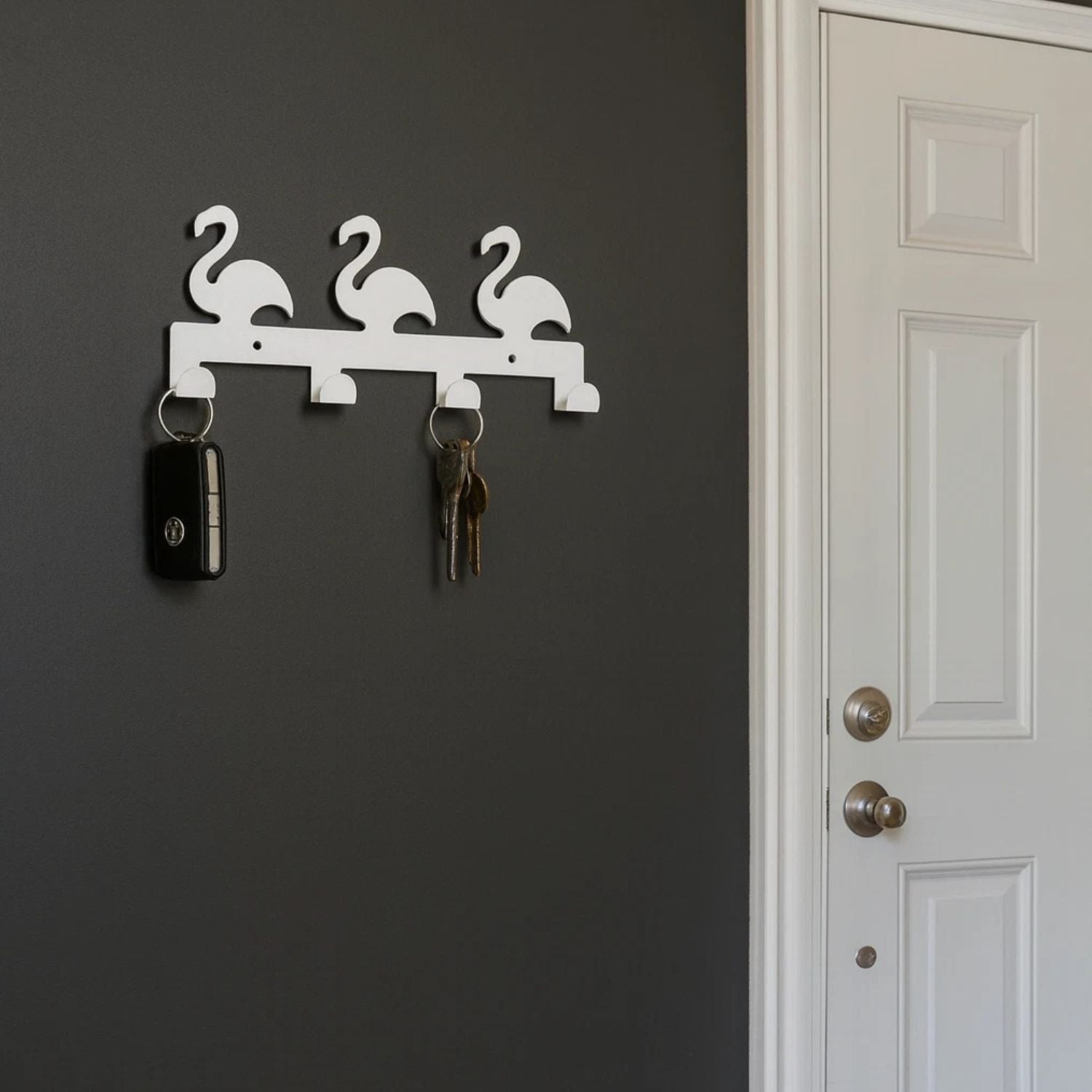 Home Collection Swan Wall Hook Rack 4 Hook Metal Key Holder