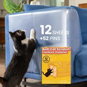 Scratch Furniture Protector-12 Pack Single Side Couch Protector, Clear Anti  Furniture Protector, Tape, 12 Pack+ 52 Pins
