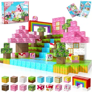 100pcs Magnetic Building Blocks Set, Unicorn Sakura Theme, Educational Construction Toy, DIY Creative Assembly, Suitable for Kids 3+, Magnetic Cubes