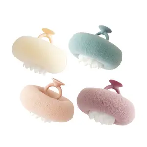 4-Piece Set of Ultra-Soft Sunflower Suction Cup Bath Balls Upgraded 2-in-1 Sunflower Bath Ball with Exfoliating Sponge and Cleaning Brush Mesh Sponge Shower Ball Unisex Sponge Soap Ball Ideal for Daily Bathroom Use Exfoliating Shower Scrubber