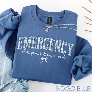 Coquette Emergency Department T-SHIRT Or Sweatshirt, Er Nurse ,  Emergency Nurse Gift, Ed Nurse ,  Cotton Fabric Crewneck Womenswear