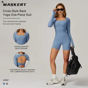 MASKERT Women's Twisted Jumpsuit, Women's Jumpsuit, Jumpsuit, Sportswear, Yoga Wear, Running Gear, Fitness Wear, Long-Sleeve Jumpsuit, Highly Stretchy, Comfortable, Skin-Friendly, Breathable