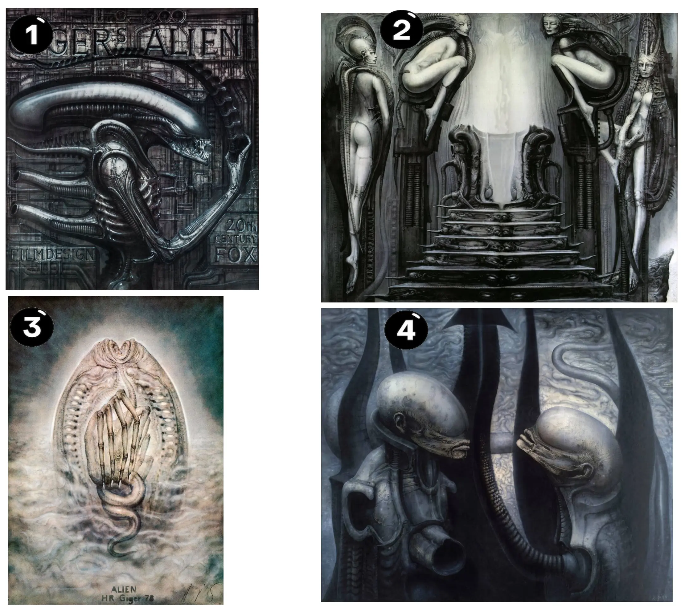 H R Giger Artworks Vintage Movie Alien Collection Poster, Living Room Wall Art, Monster Futuristic Alien Concept Art, Vintage Sci-fi Fan Lover Gift, Home Decor - No Frame