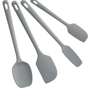 4 Pieces Silicone Spatula Set, Food Grade Rubber Spatula, Upgrade Strong Handle with Ergonomic Grip, Heat Resistant for Nonstick Cookware, Cooking