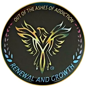 Phoenix Bird Recovery Metal Coin for Addiction Recovery, Rehab, AA or NA Members, Serenity Prayer Back, Gift or Keep and Treasure.