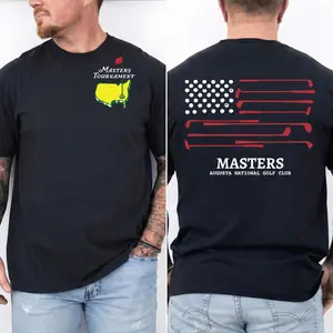 Masters Golf Flag T Shirt – Augusta National Inspired Vintage Golf Tee – Patriotic Golf Graphic Shirt – Unisex Casual Cotton Tee Gift for Golf Fans
