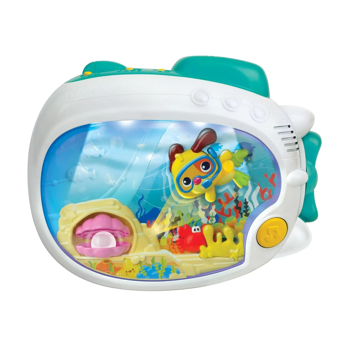 3-in-1 Soothing Seas Nightlight - Interactive Projector, Sleep Support Baby Sound Toys, Music Box, Soft Glow, Calming Lullabies, Under-The-Sea Theme, Crib/Tabletop Attachable Unisex Baby Gift, Interactive Projector Baby Sound Toys