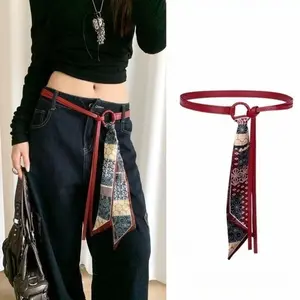 Women’s Silk Scarf Belt Accessory – Hip Hop Punk Retro American Style Waist Chain Decor for Jeans